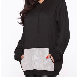 Black Rhinestone Hoodie